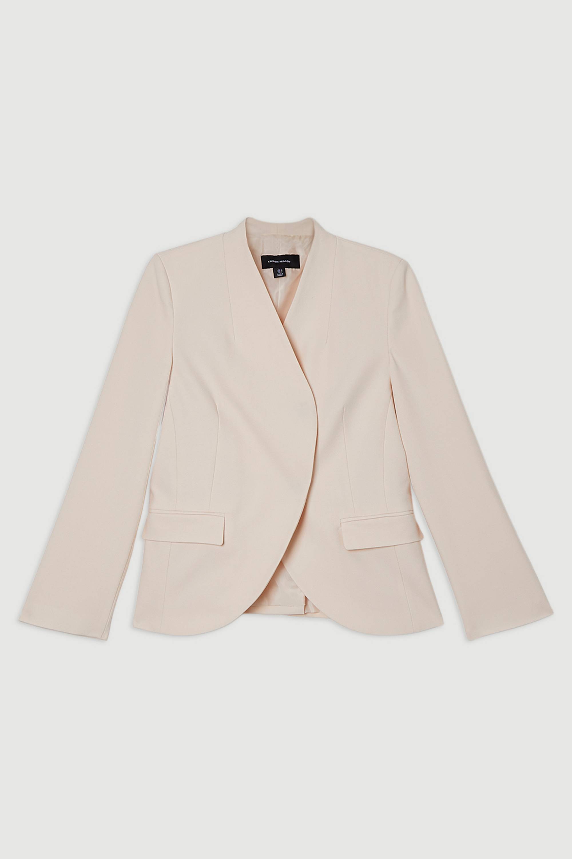 KarenMillen Blazer tailleur asymétrique à simple boutonnage, stretch, compact pour petites tailles