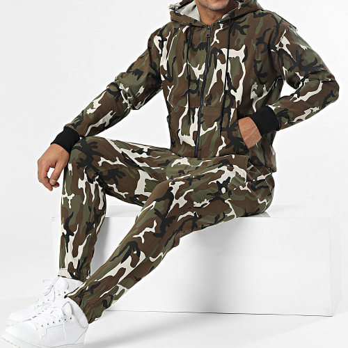 Ensemble De Survetement Vert Kaki Camouflage