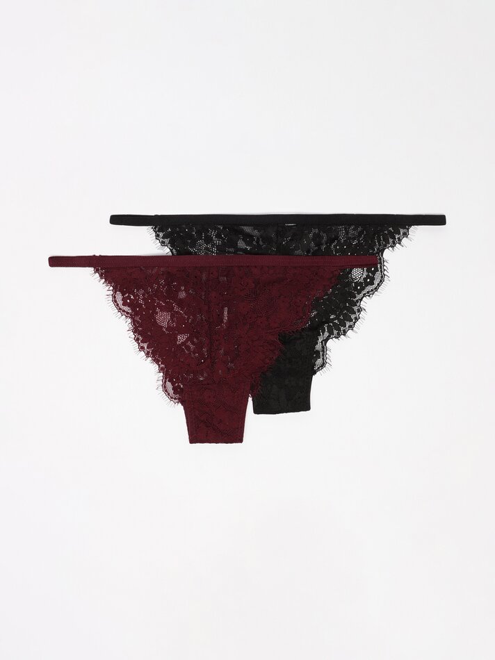 Conjunto com 2 calcinhas de renda - Pretas