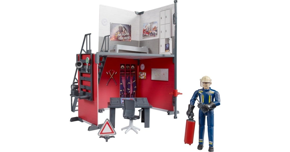 bruderBworld Brandweerkazerne met brandweerman 62702 Decors  (62702)