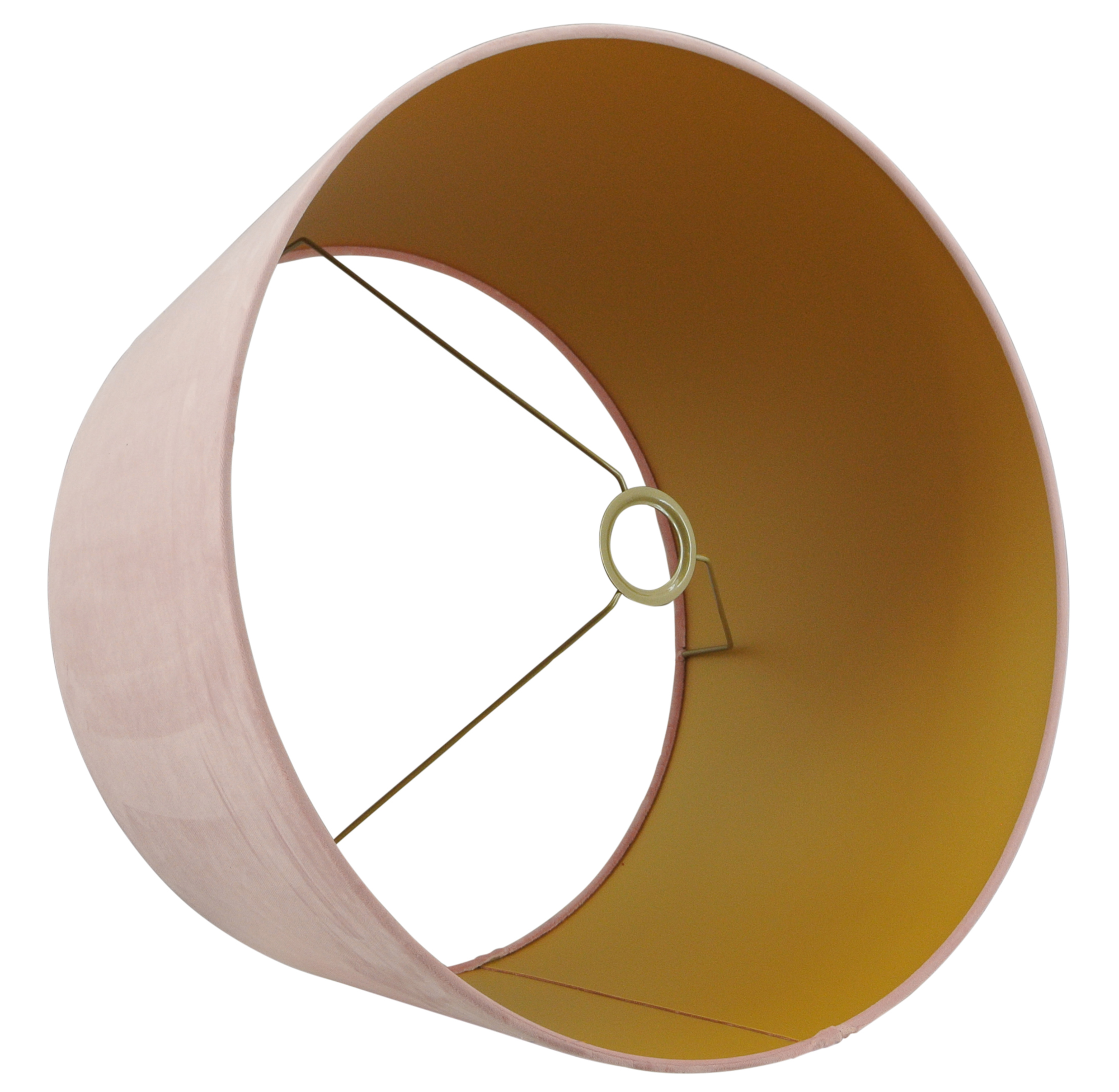 Staande lampenkap San Remo velours roze op goud 40x32x22cm
