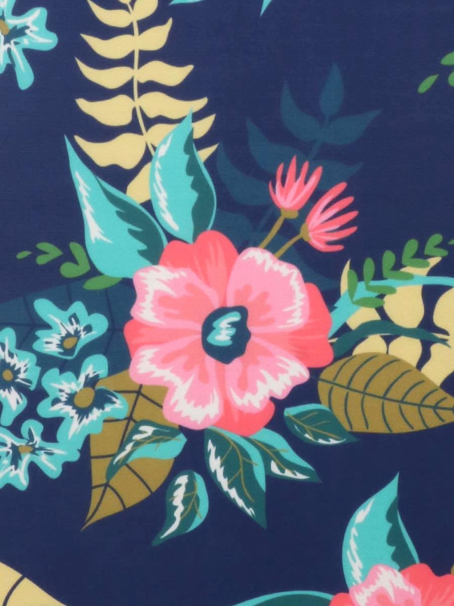 Housse de valise Periea Dark Blue with Flowers S