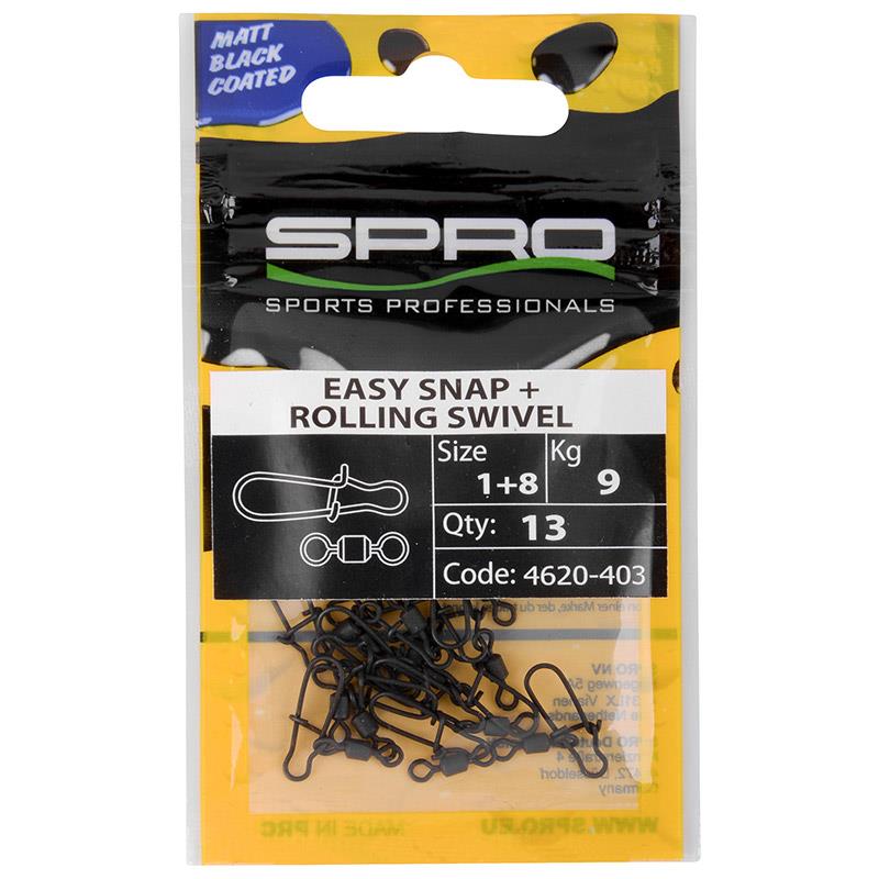 Agrafe Spro Matte Black Easy Snap + Rolling Swivel