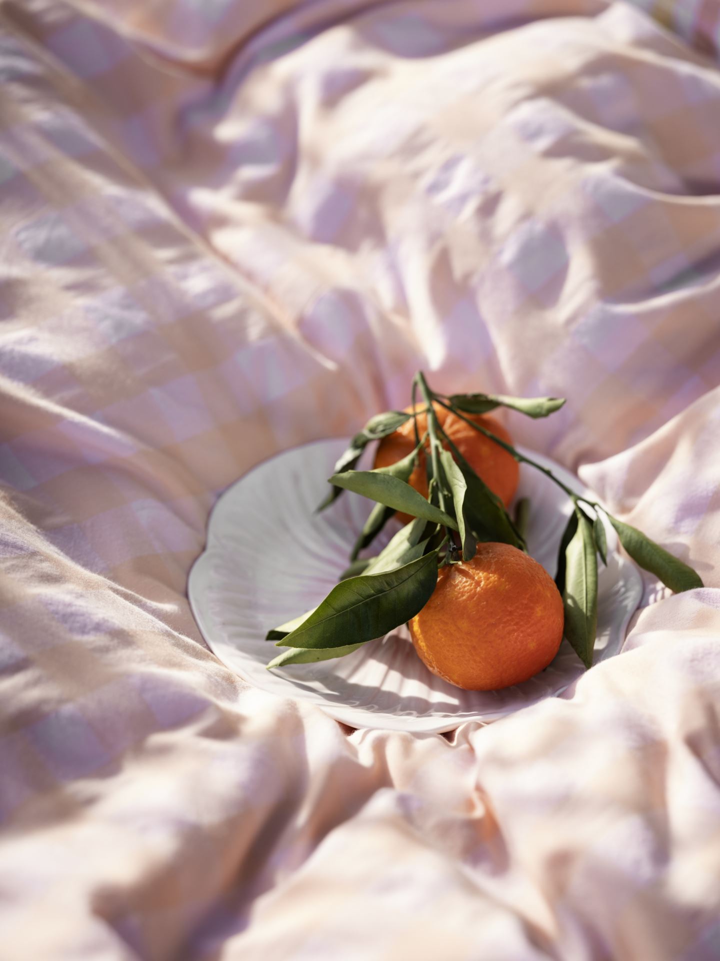 Garnfarget krepp sengesett korall - 140x220 cm