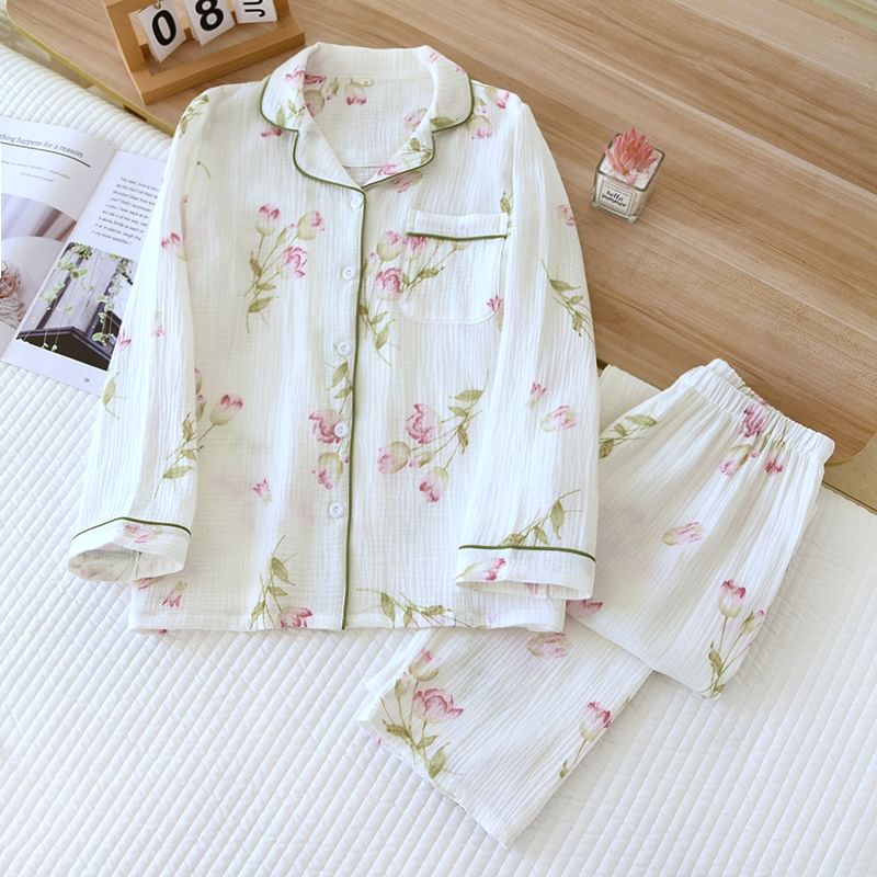 MelMount - Pyjamaset: Bloemenshirt + Broek