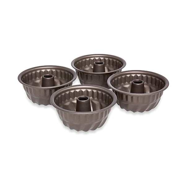 Set de 4 moules à mini kouglof acier revêtement antiadhérent 10 cm Mat