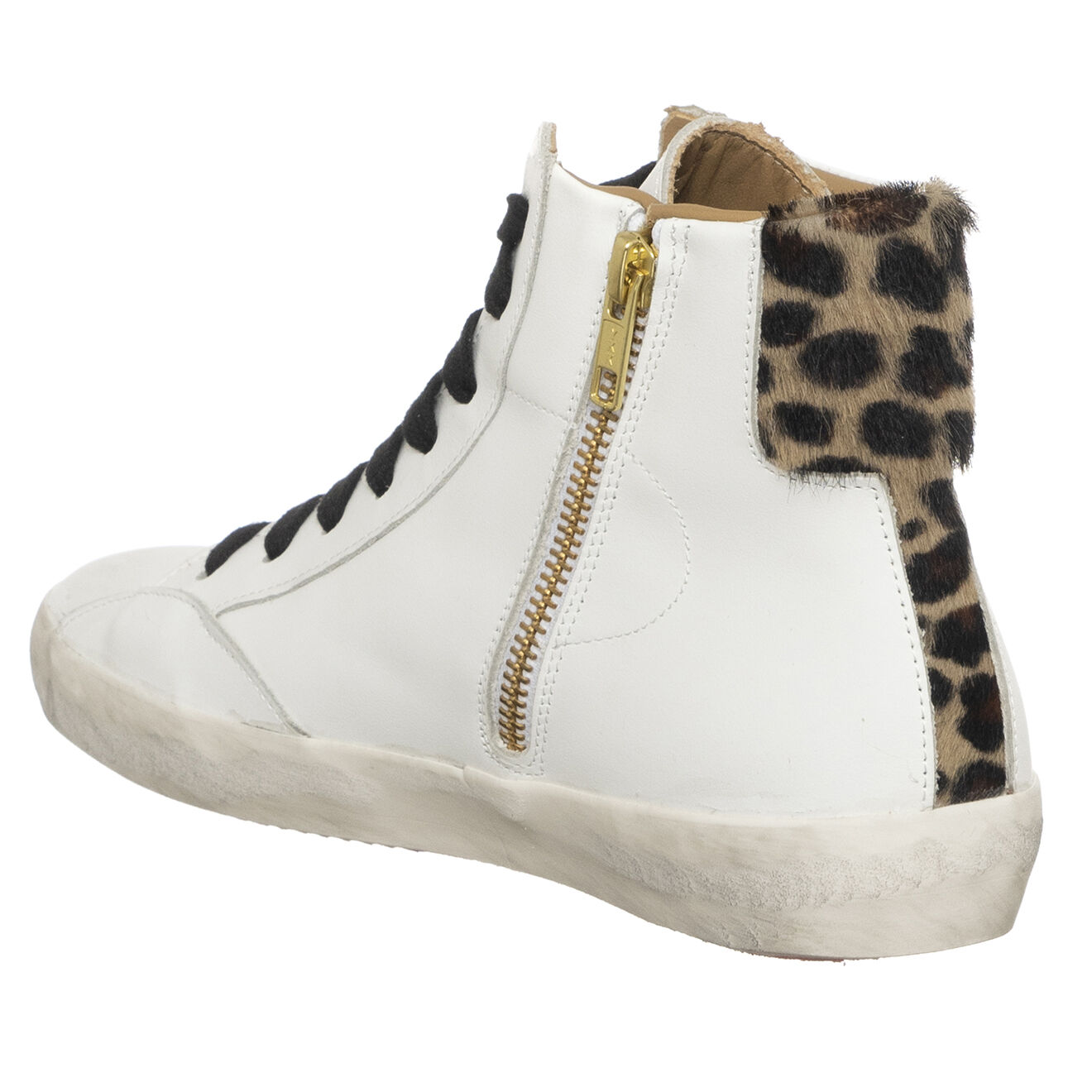 Loretta Pettinari Sneakers en Cuir Chaly blanc/léopard