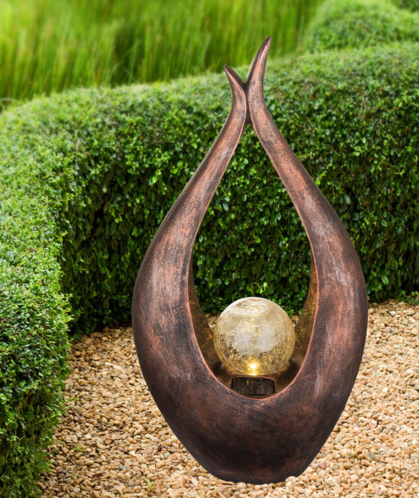 LED Solarleuchte Bronzefarben mit Glaskugel Höhe 50 cm