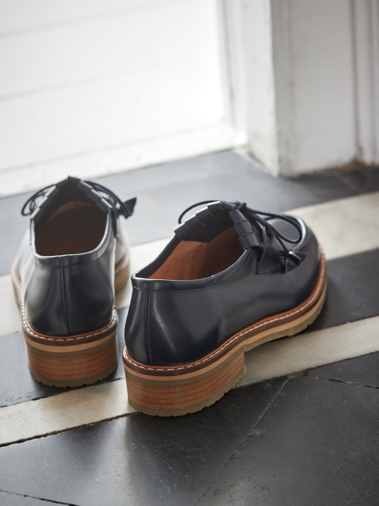 Derbies plateau cuir femme