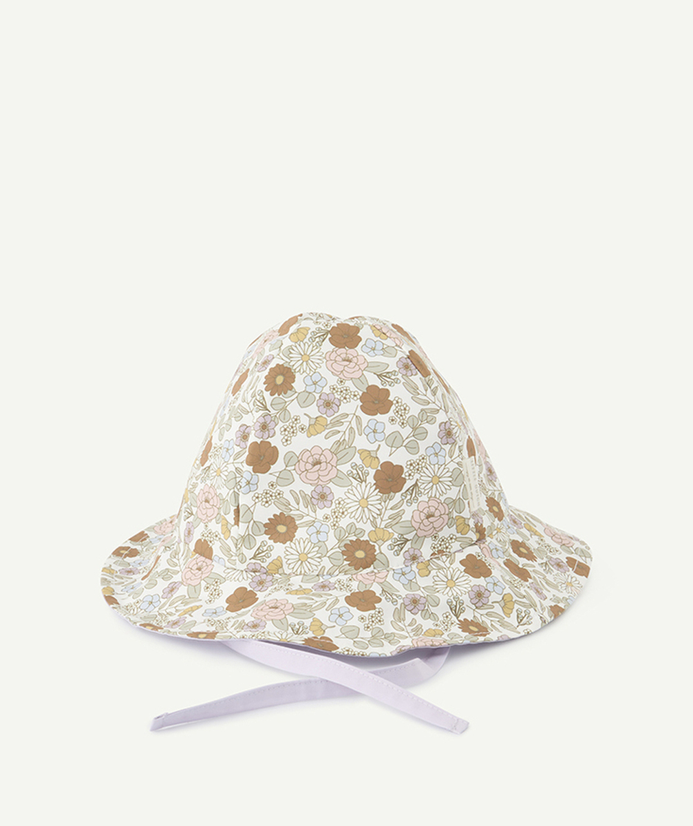 LITTLE DUTCHchapeau réversible bébé fille kaki et mauve imprimé à fleurs
