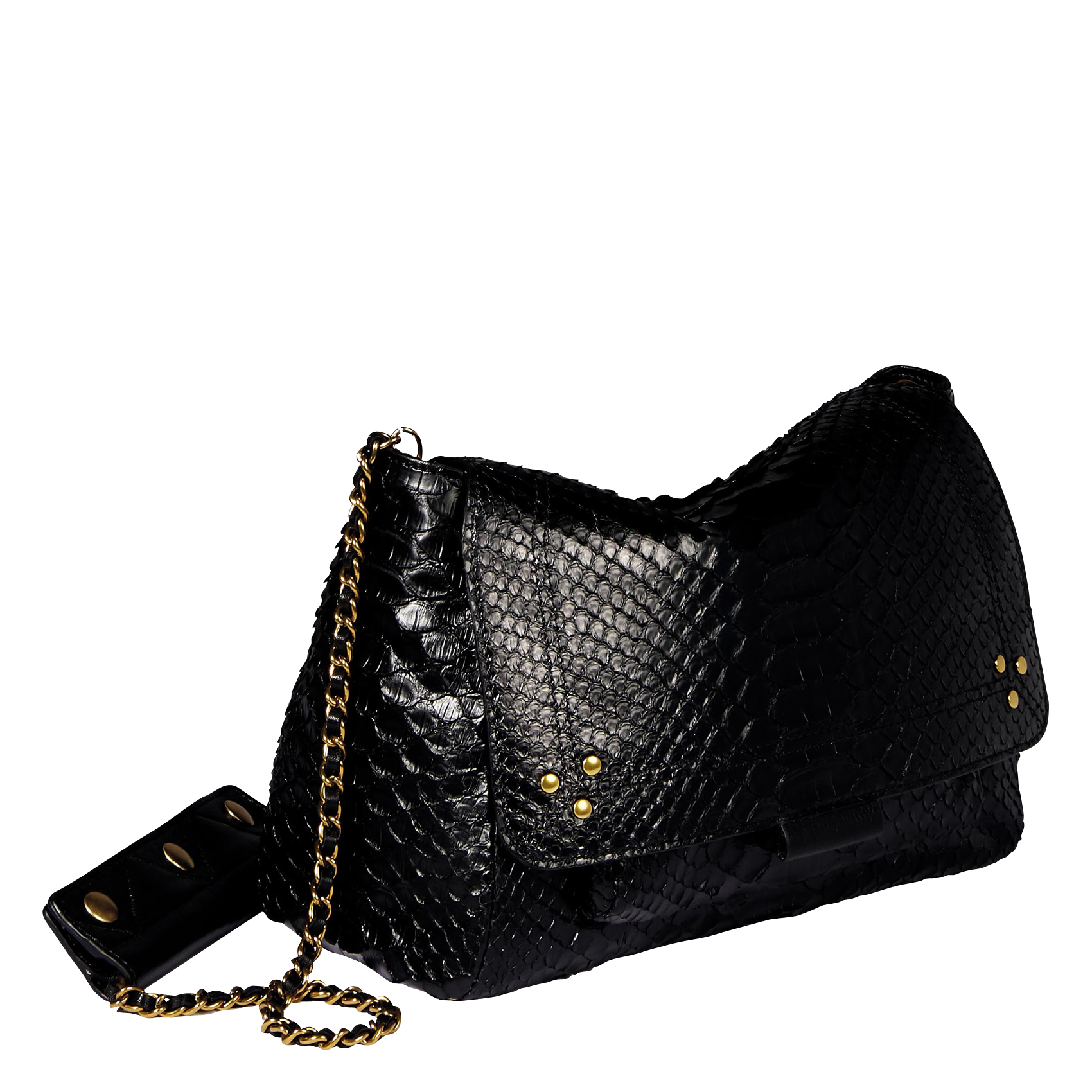 LULU M - Sac bandoulière en python et cuir | Noir