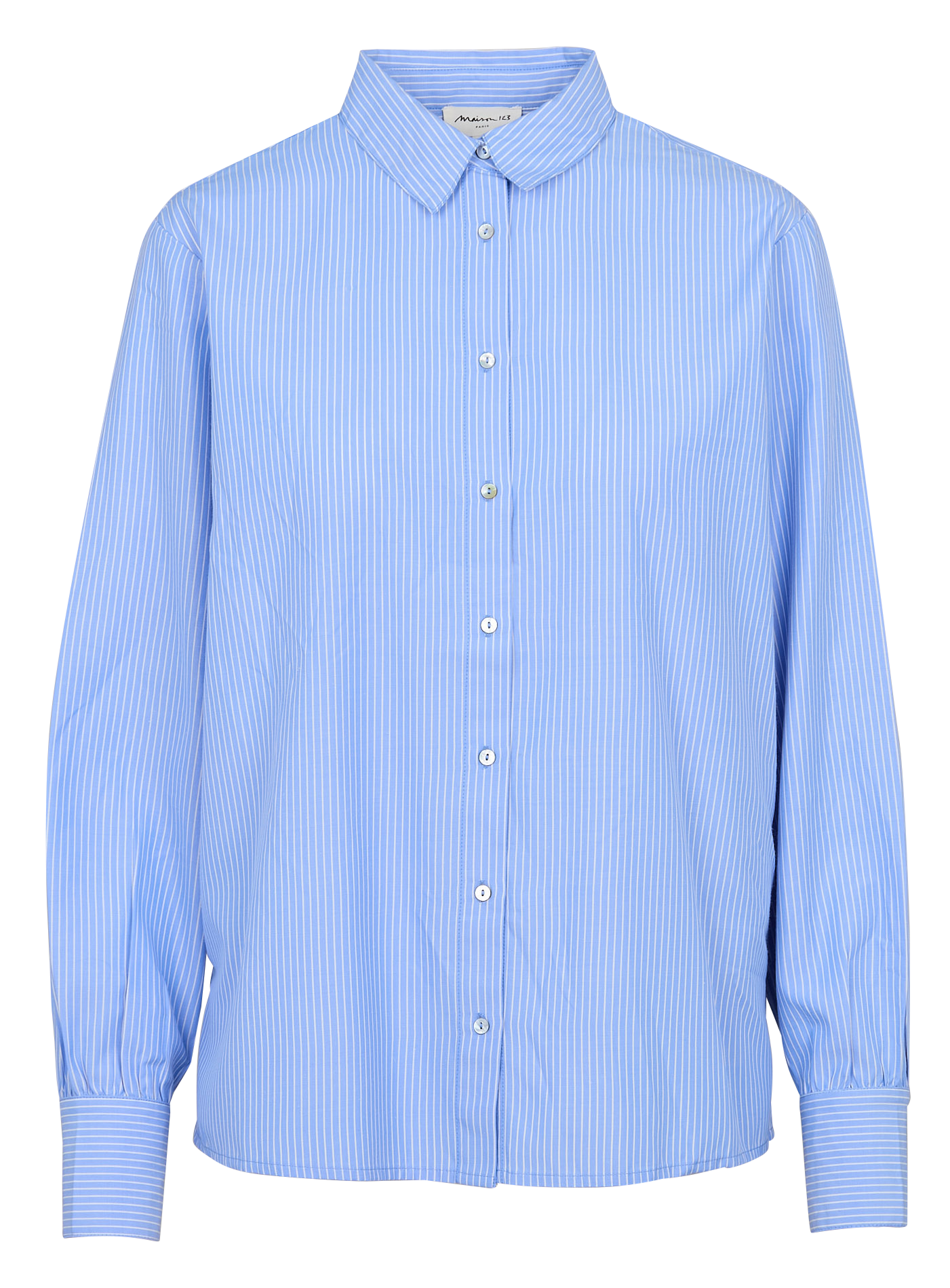 MORA - Chemise oversize col classique en coton mélangé | Bleu