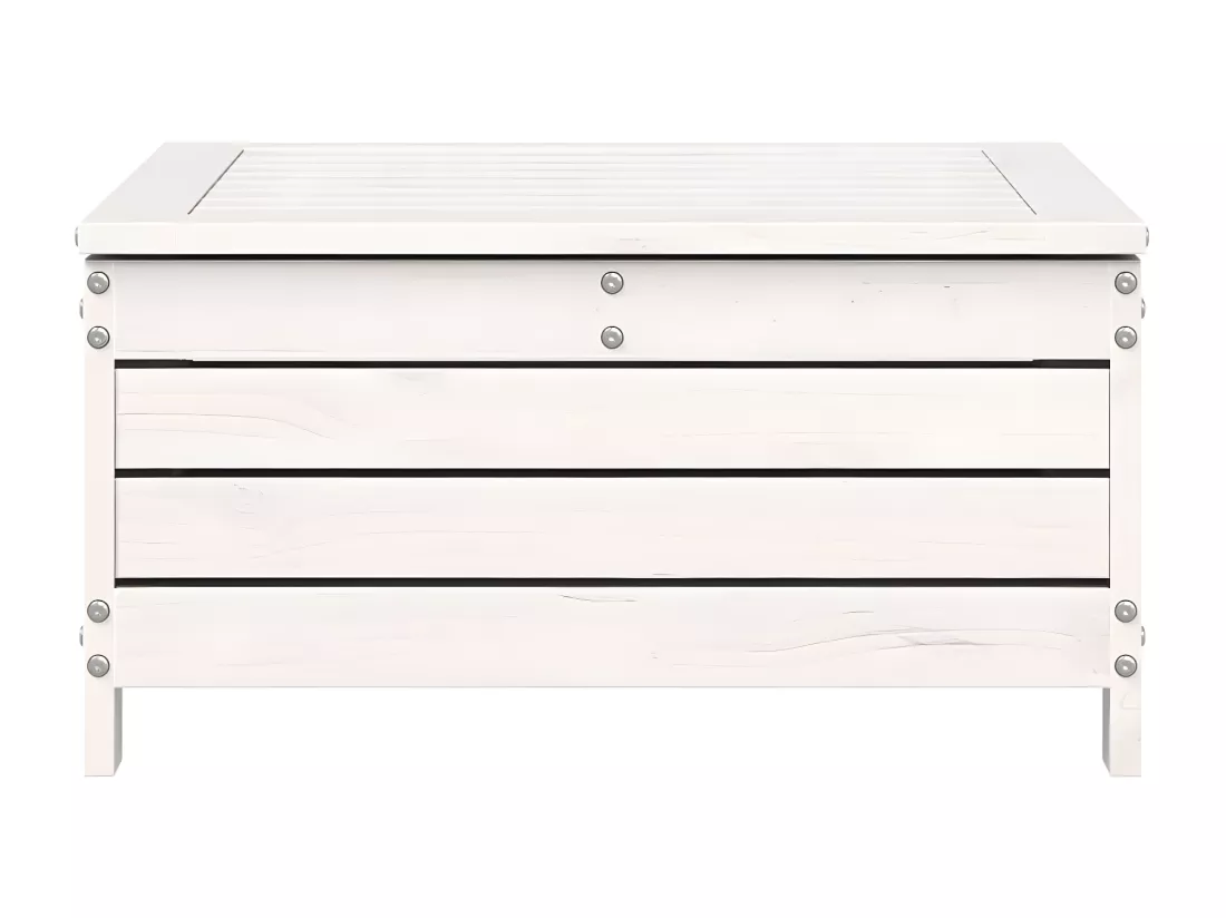 Repose-pied de jardin blanc 62x63,5x32 cm bois de pin massif