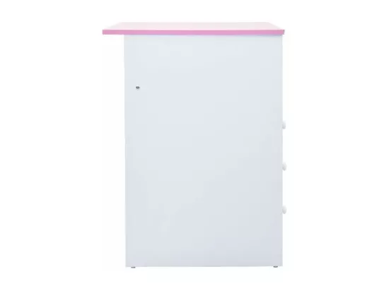 Bureau enfant inclinable 3 tiroirs bois rose et blanc Sunny