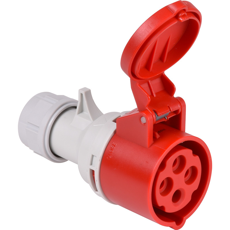 CEE contrastekker krachtstroom 3p+ 1 aarde 16A Rood