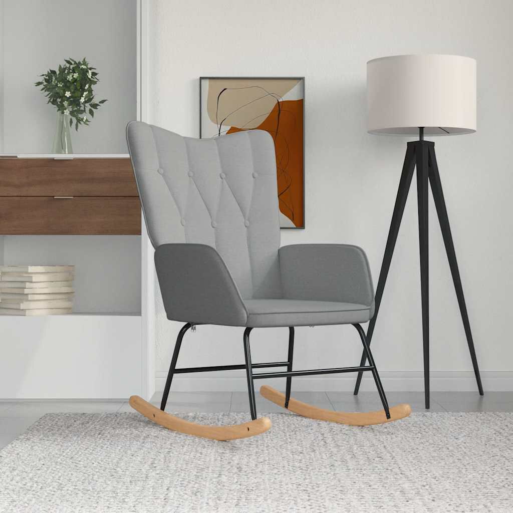 vidaXL Schommelstoel, Lichtgrijs, Bekleed met Stof