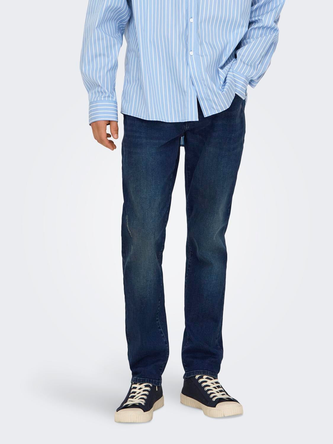 ONSWEFT Mittlere Taille Normal geschnitten Jeans Dark Blue Denim
