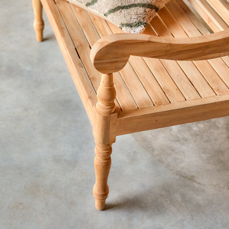 Banc Marceau en teck massif recyclé, largeur 120 cm