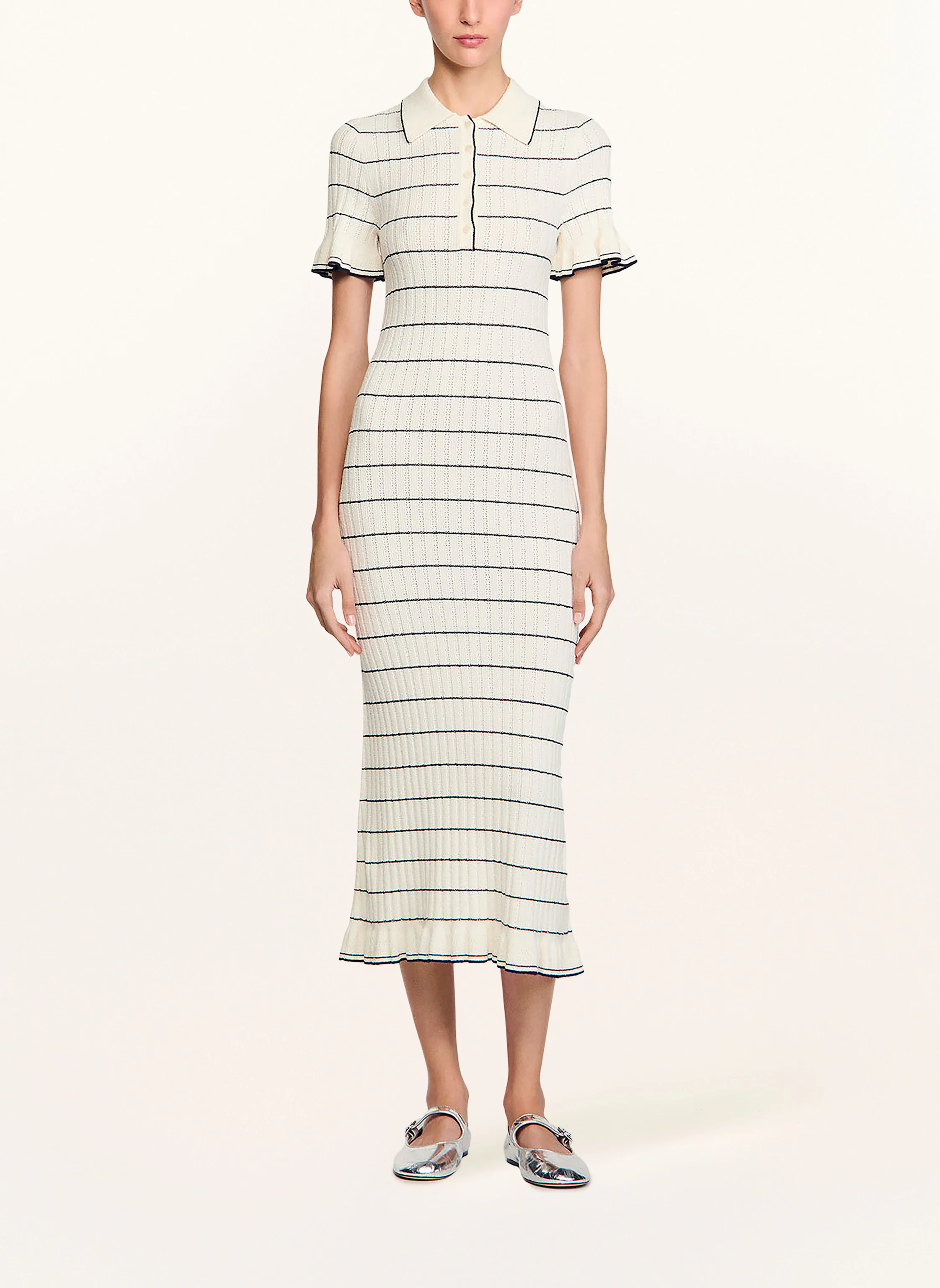 SANDRO Strickkleid mit Volants