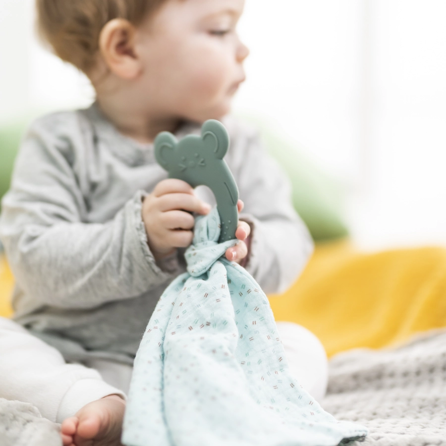 Nattou Beißring + Kuscheltuch mintgrün