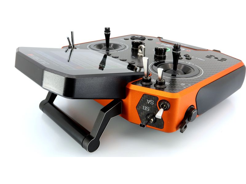 Jeti Fernsteuerung DS-24II Carbon Line Orange 24 Kanal, Dup Professioneller 24-Kanal-Sender mit Geber auf Rückseite und Carbon-Frontplatte