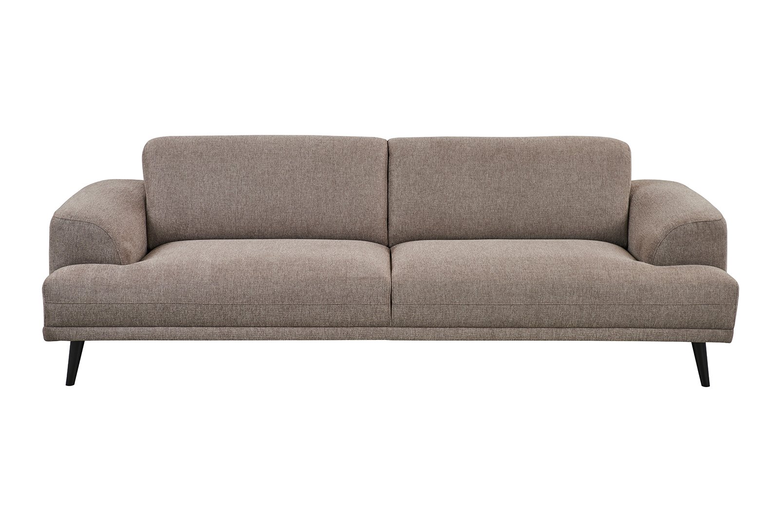 Nest 3-seter sofa I tekstil Brego 34 stone med mørk brune heltre ben.