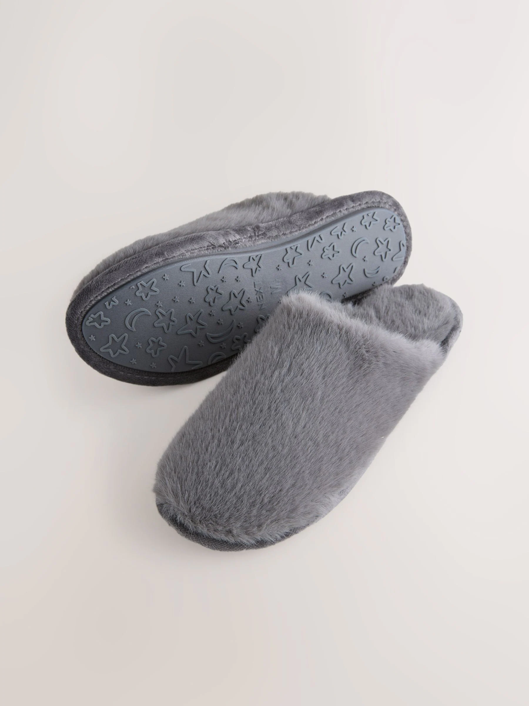 Grijs - Pantoffels met imitatiebont