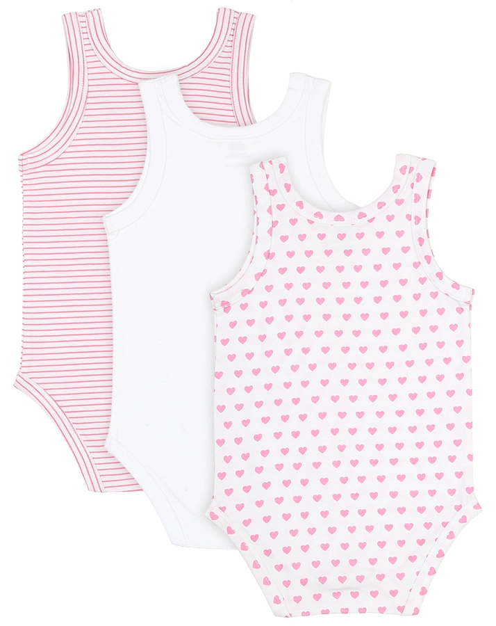 Träger-Body GIRLY 3er-Pack in weiß/pink