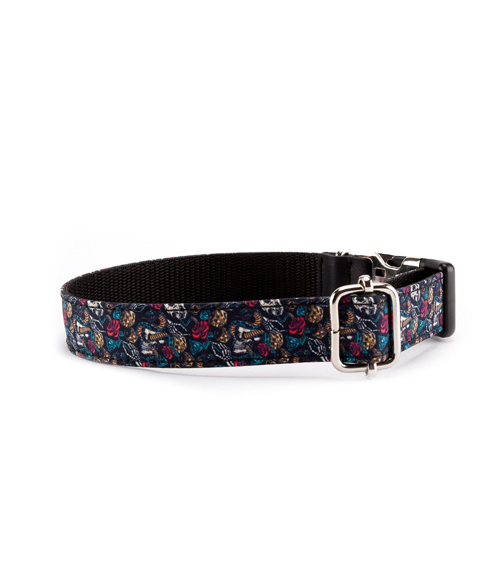 Coleira para cães Pamppy Funny Evan Skulls Multicolorida em Algodão e Poliéster