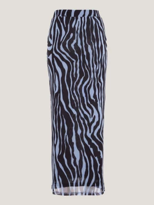 Saia maxi justa de cintura baixa com estampa de zebra