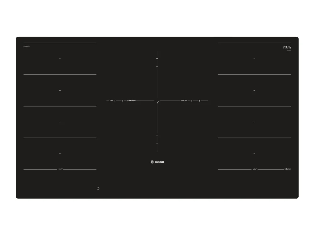 Bosch Serie | 8 PXV901DV1E - Induktions kogeplade - 5 plader - Niche - bredde: 88 cm - dybde: 50 cm - skyl - sort