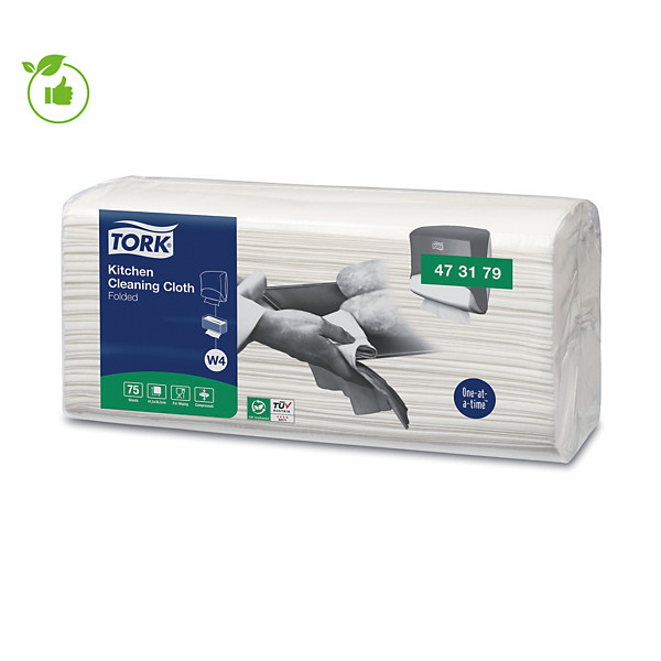 Chiffons de nettoyage biosourcé pour cuisine Tork, boite de 75