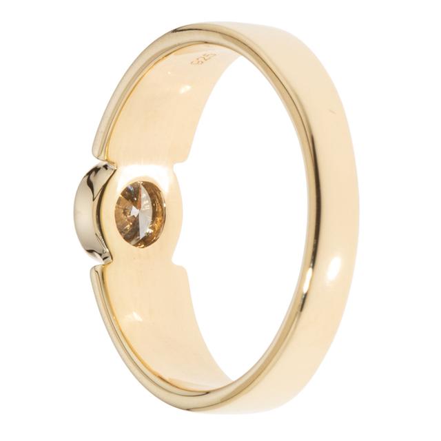 Solitär-Ring, Brillant, Silber 925 vergoldet