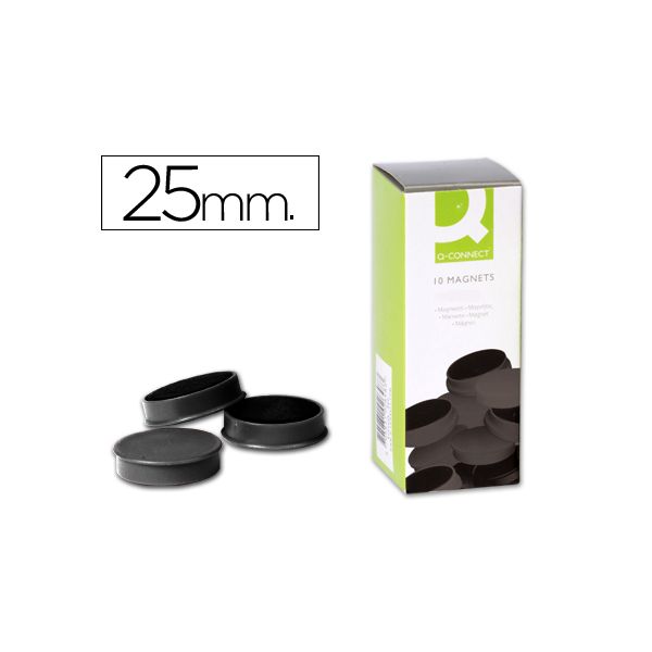 Q-Connect 10 un. Ímanes Sinalizadores 2,5cm Black - KF-02638