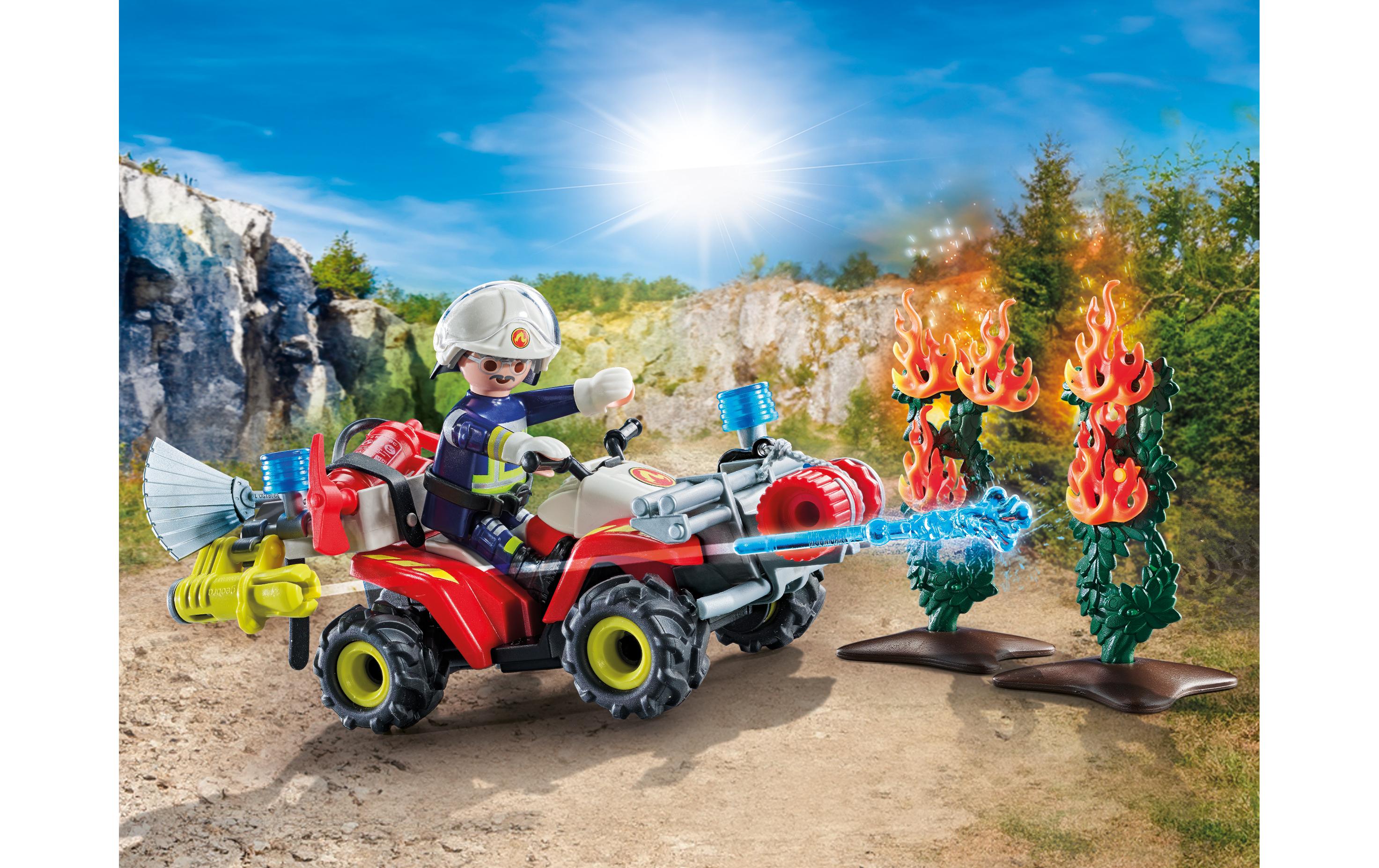 Action Heroes Feuerwehr Quad löscht Heckenbrand 71825Spielfiguren-Set