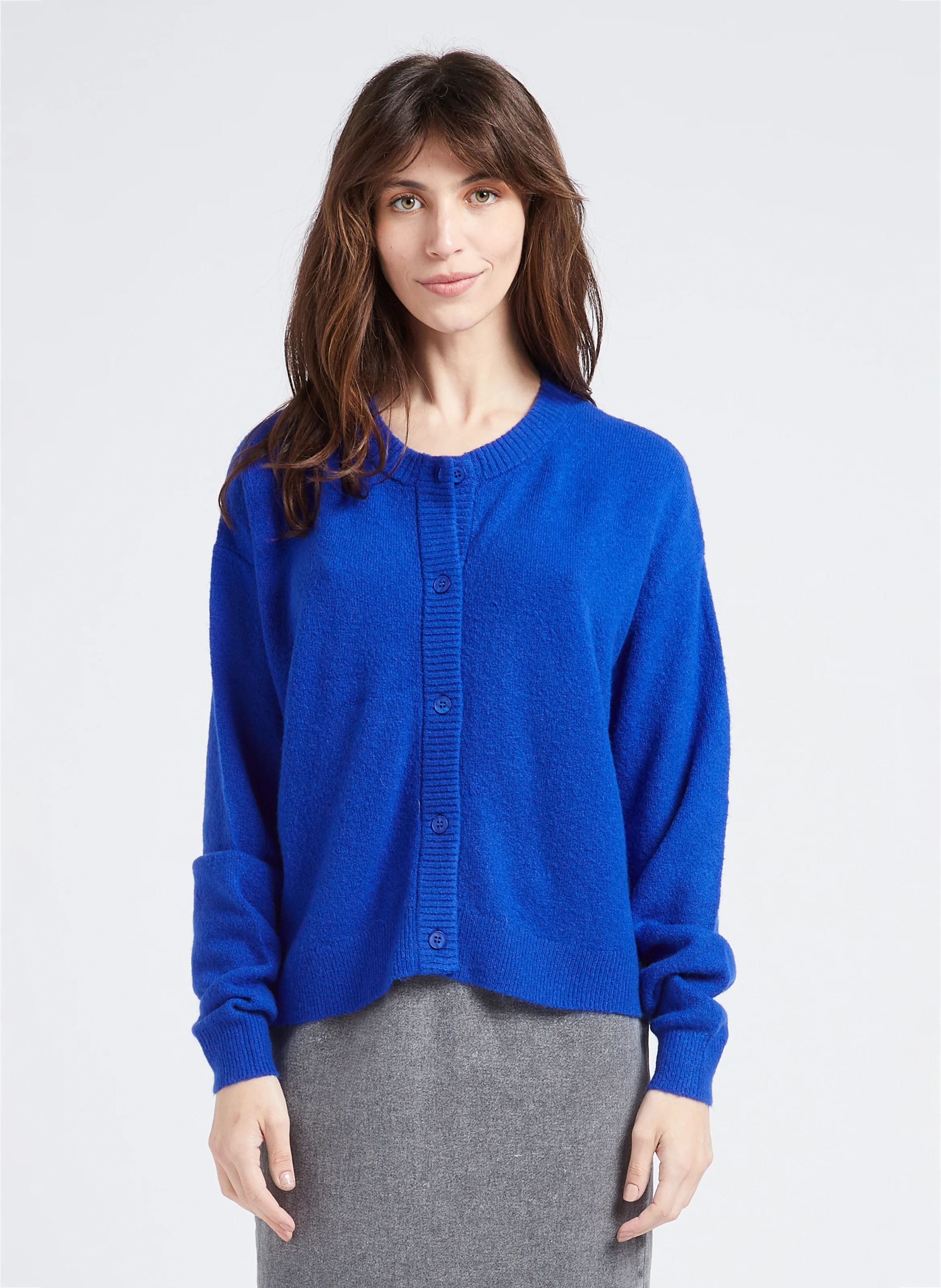 DAMSVILLE - Gilet col rond boutonné | Bleu