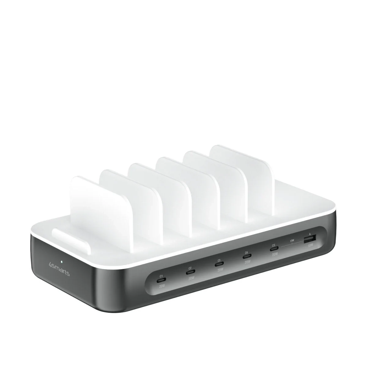 (100W) 5x USB C / USB A Team Ladegerät Universal Ladestation Ladeständer (4S541277) - Weiss / Grau