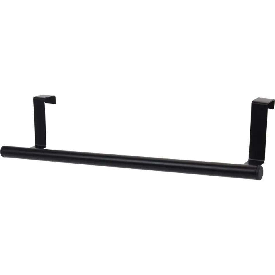 Deurkapstok -handdoekrek - zwart - metaal - 37 cm