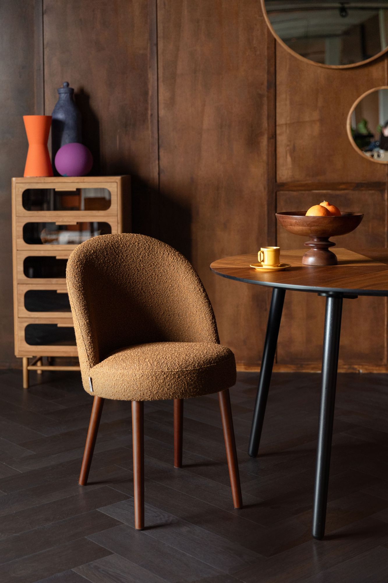 Eetkamerstoel Barbara Boucle Ochre - set van 2