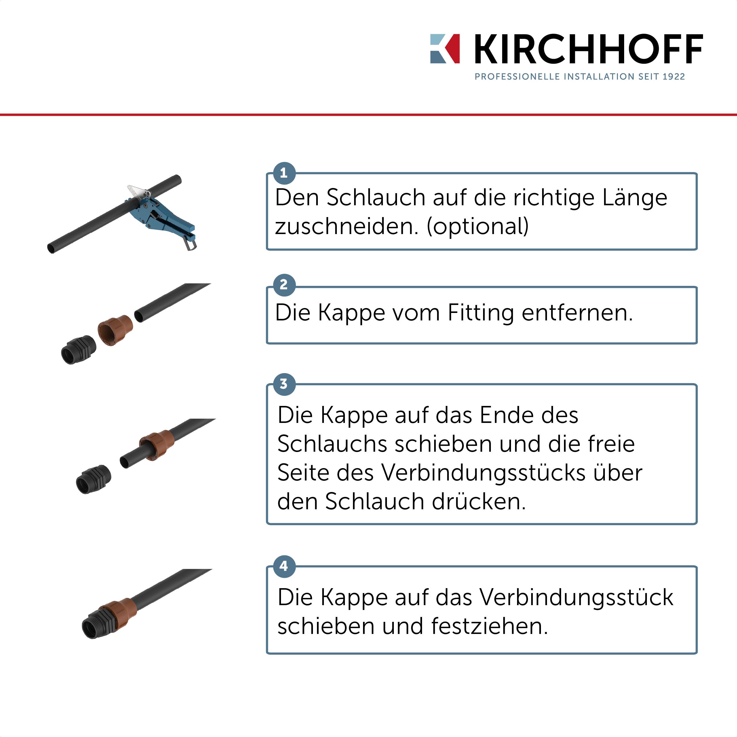 KIRCHHOFF T-Stück für Tröpfchenbewässerung, Schraubverbindung für Drip-Bewässerung, Gartenbewässerung Made in EU