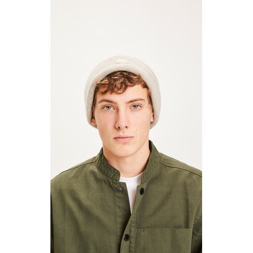 Knowledge Cotton Apparel Double Layer Rib Beanie, Nature Melange, One size