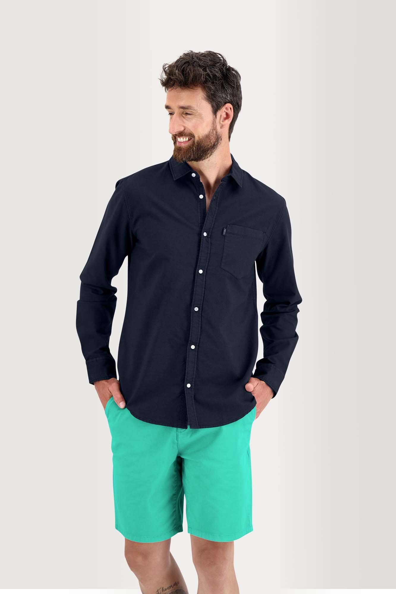 Chemise Homme Manches Longues Coton Marine