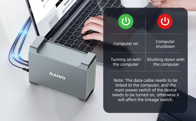 MAIWO K35282C USB-C 3.1 eksternt kabinet aluminium til 2x 3,5