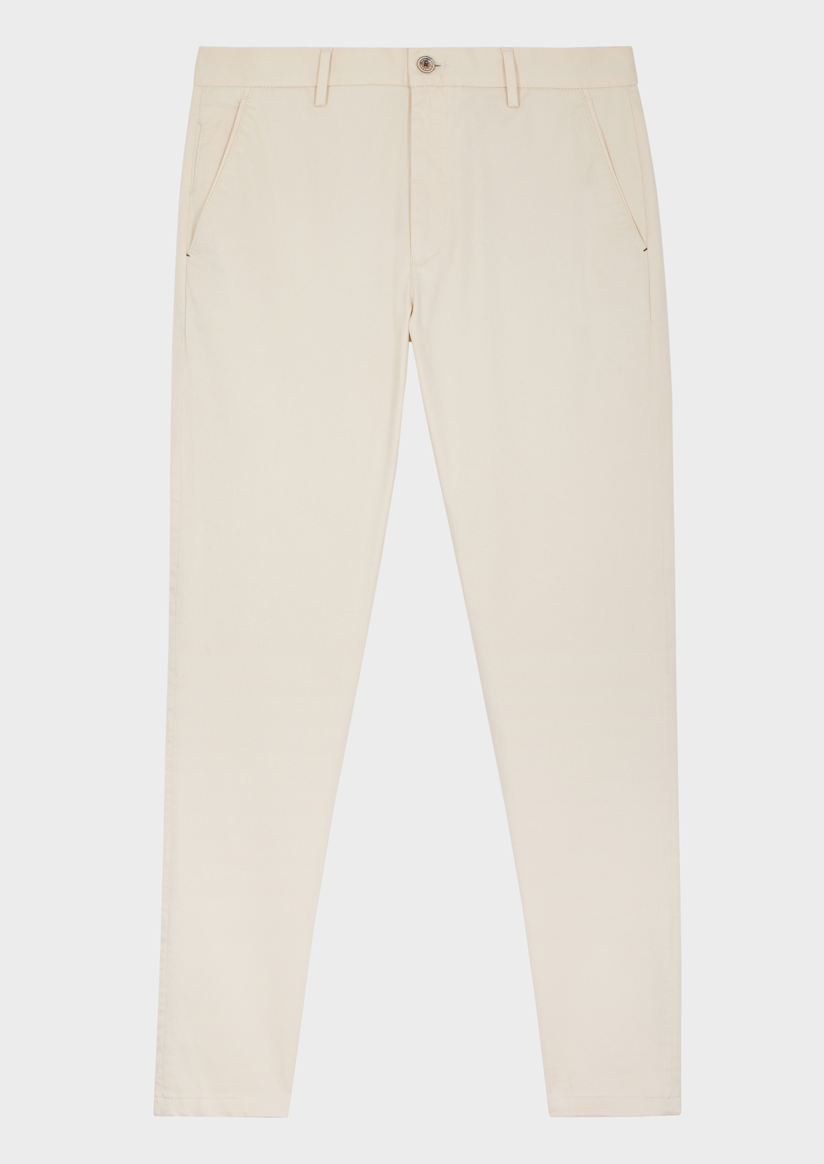 Pantalon slack skinny 7/8 en coton stretch uni écru