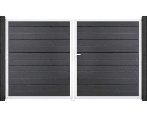 Dubbele poort GroJa Flex rechts voorgemonteerd zonder palen, frame aluminium 300 x 180 cm antraciet
