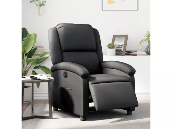 Fauteuil inclinable électrique noir cuir véritable