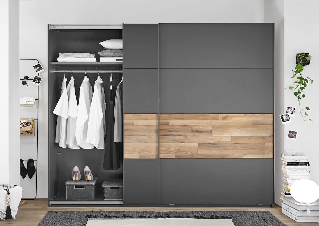 Schwebetürenschrank Rivoli Montana Oak-Optik/Graphit 270x210x64 cm