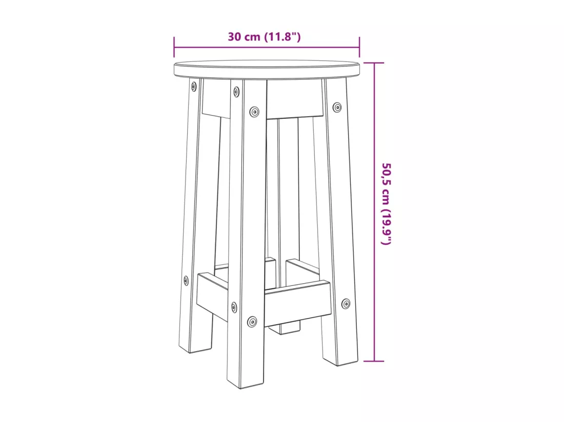 Tabourets de bar lot de 2 bois massif de pin
