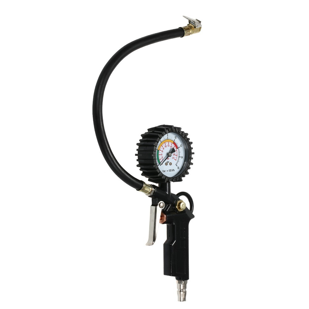 2in1 Multifunktions Auto Reifen Druck Prüfer Motorrad Luftdruck Messgerät Luftpumpe  - Schwarz