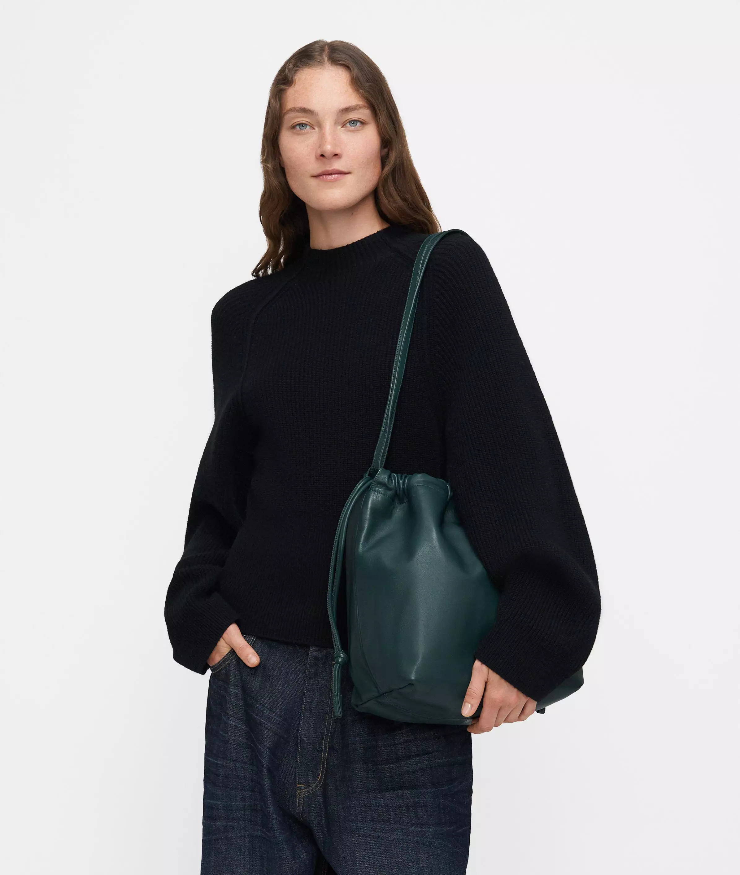 Lya Hobo M Spacious sheepskin pouch bag